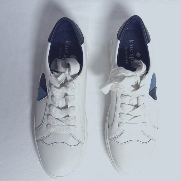 Kate Spade Fez Sneakers — White w/ Navy & Blue — Size 9 — NWOT/NWOB - Picture 3 of 8